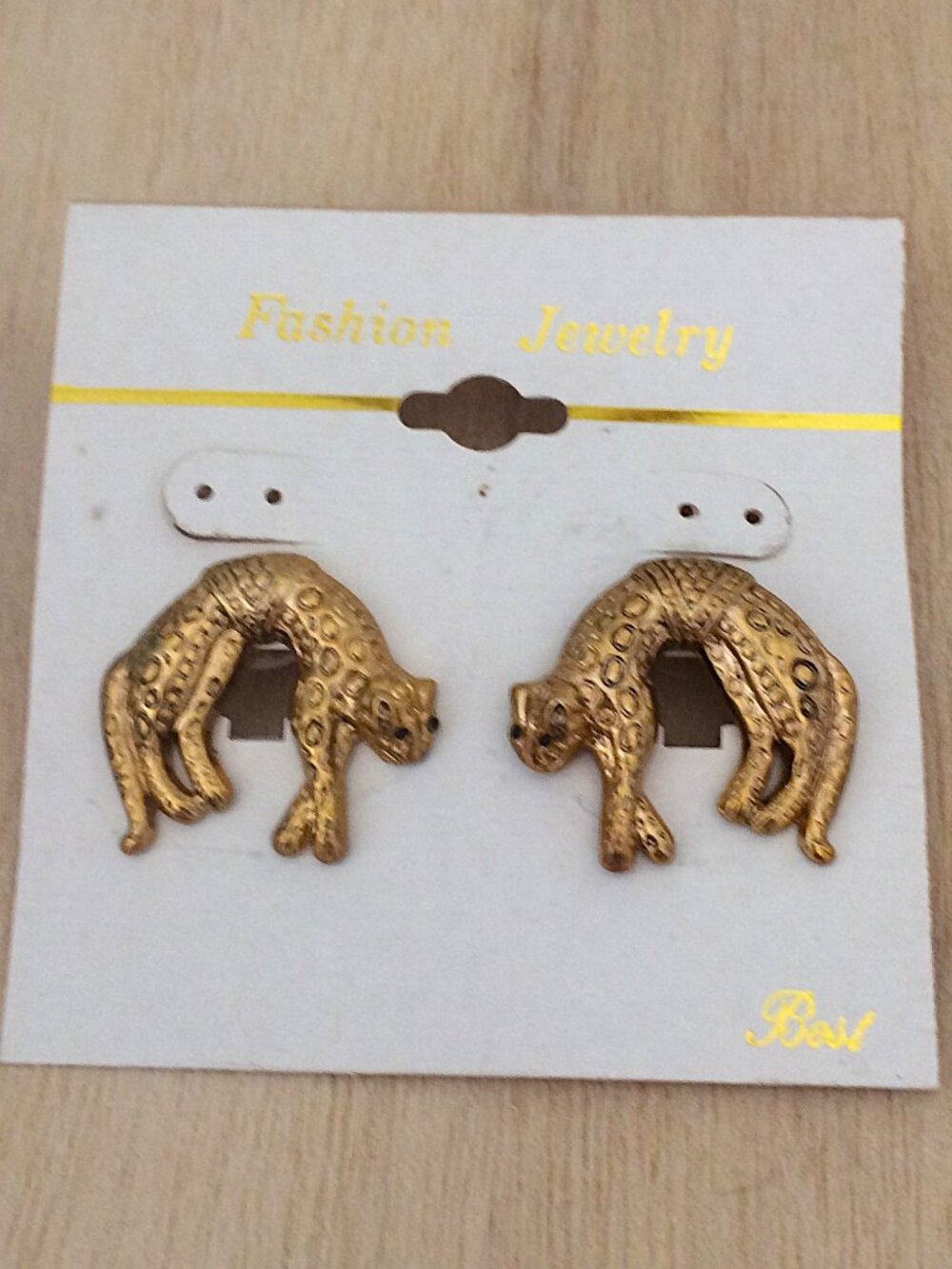 Leopard Cheetah Clip On Earrings New Old Stock Vintage